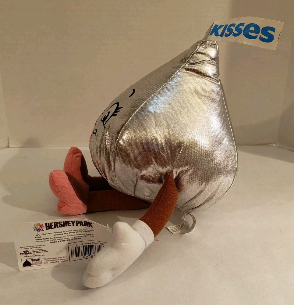 Hershey Park Hershey Kiss Silver Plush Large 12" and Small 8"