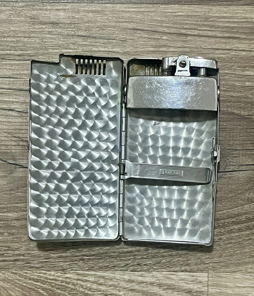 Vintage Ronson Art Deco Cigarette Case & Lighter Combination Initials ECW