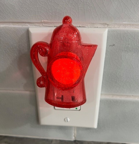 Vintage Plastic Red Coffee Pot Night Light