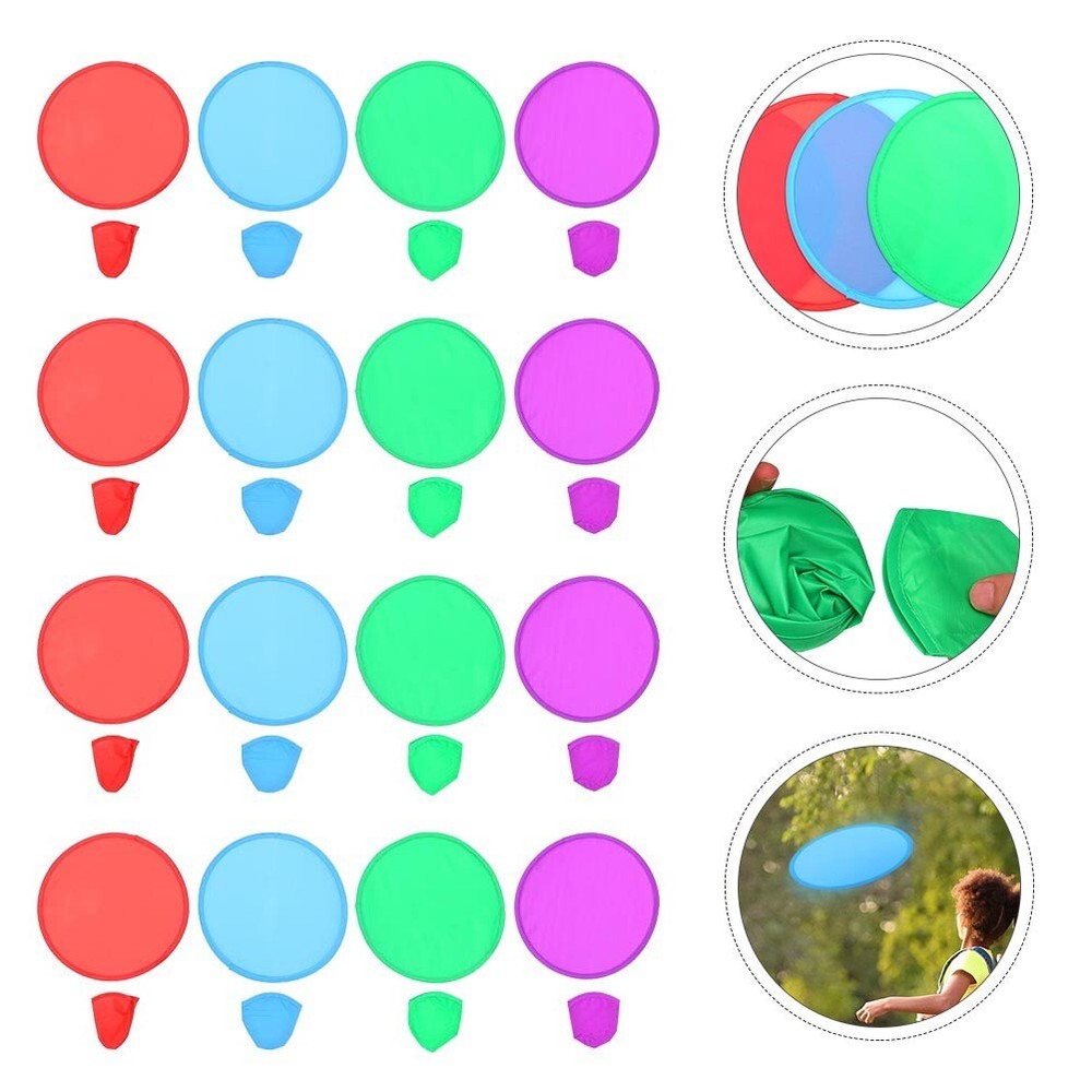 16pcs Foldable Flying Disc Flying Plate Plaything Foldable Fan
