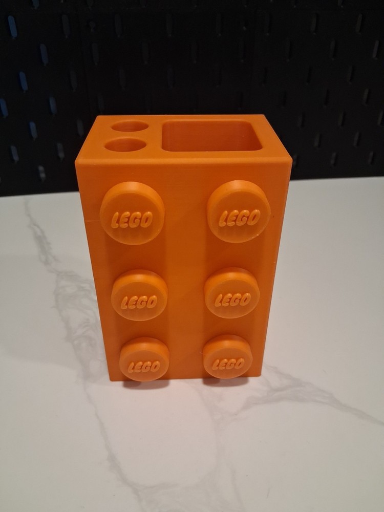Orange Lego Toothbrush / Toothpaste Holder