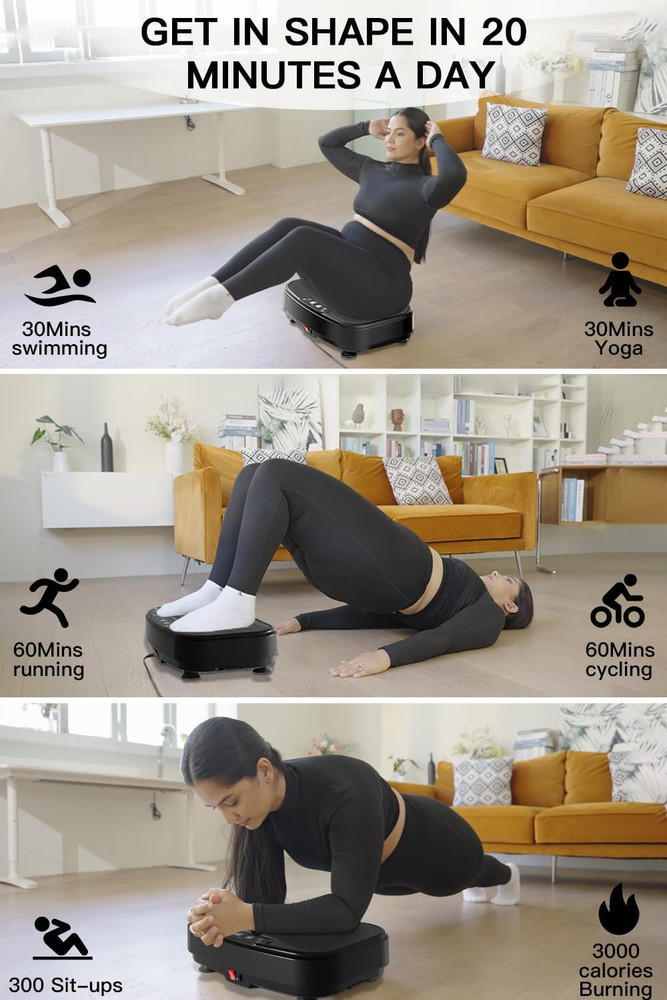 Vibration Plate Exercise Machine, Whole Body Vibration Platform 330Lbs Capacity
