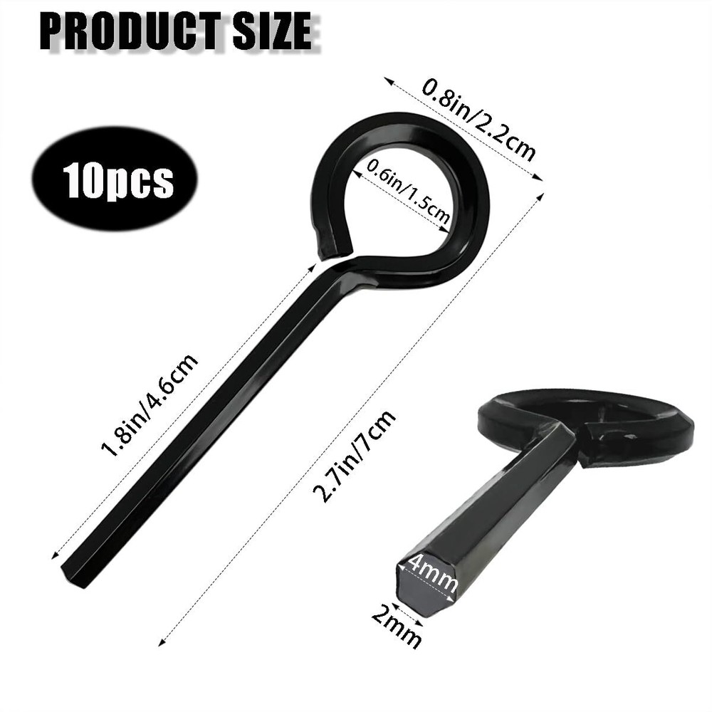 10 Pack 5/32 inch Standard Hex Dogging Key with Full Loop, Black Hex Dogging Key
