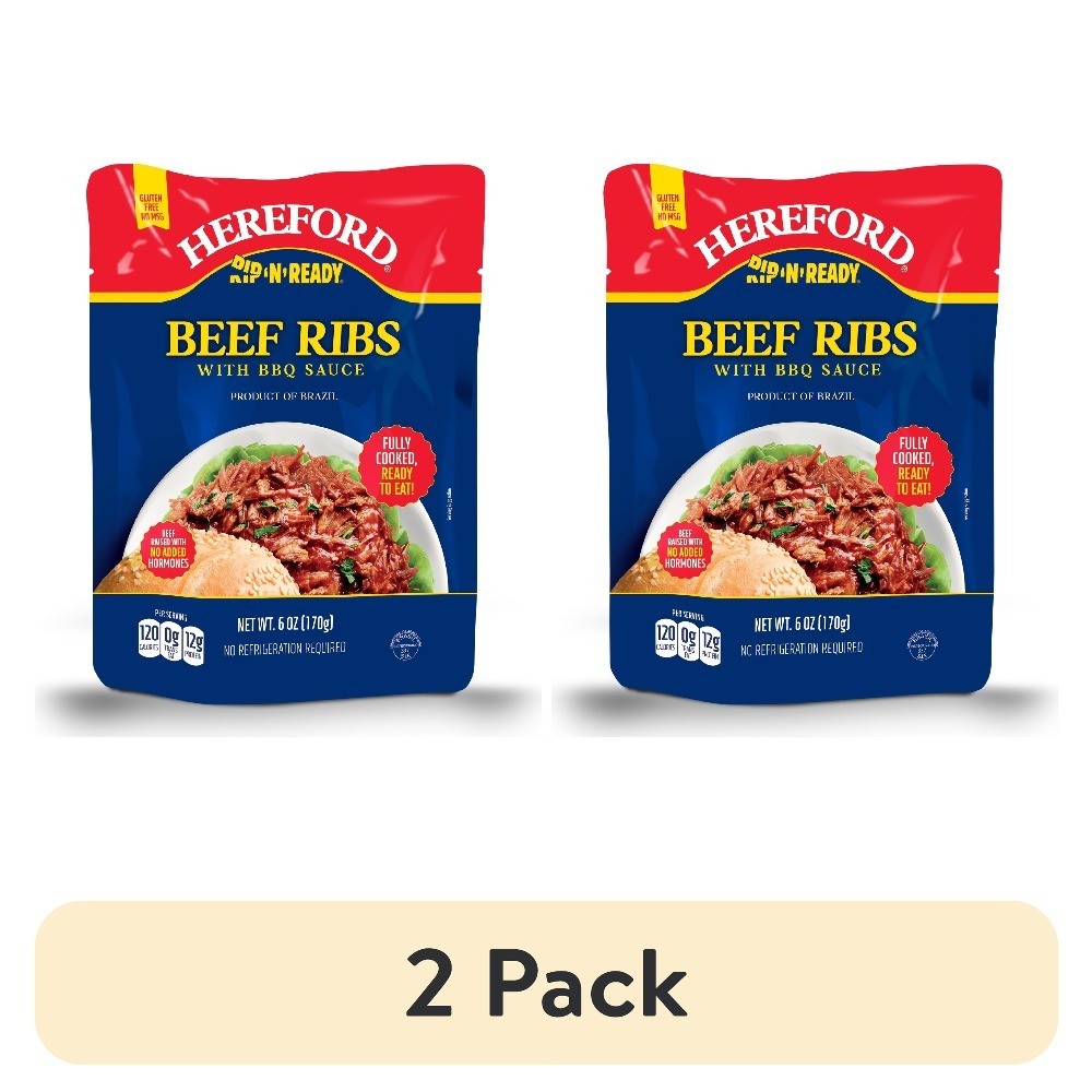 (2 pack) Beef Ribs with BBQ Sauce 6 oz Pouch
