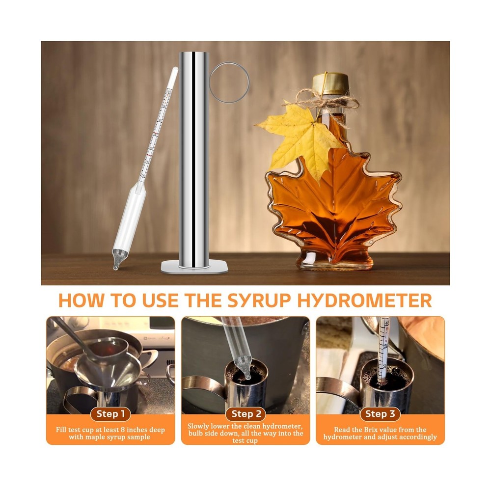 Maple Syrup Hydrometer Test Cup Kit, High Accuracy Hydrometer Maple Syrup Den...