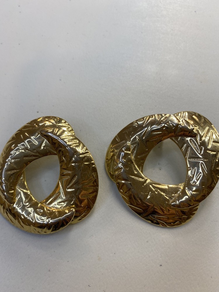1.34 Large Runway Gold Tone Earrings
