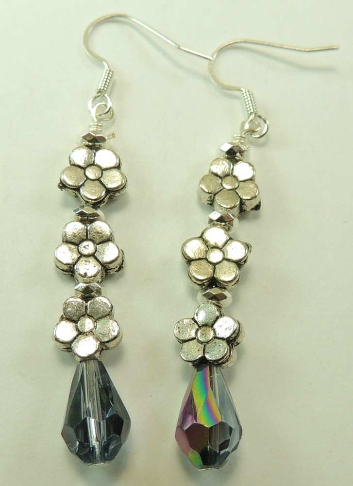 Earrings Statement  Long Crystal Dangle Earrings  flowers