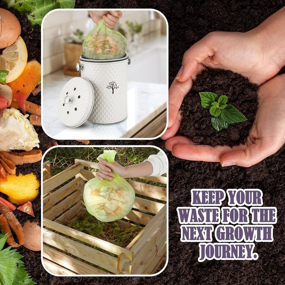 Elegant Odorless Countertop Compost Bin - 1 Gallon Eco-Friendly Kitchen Solution