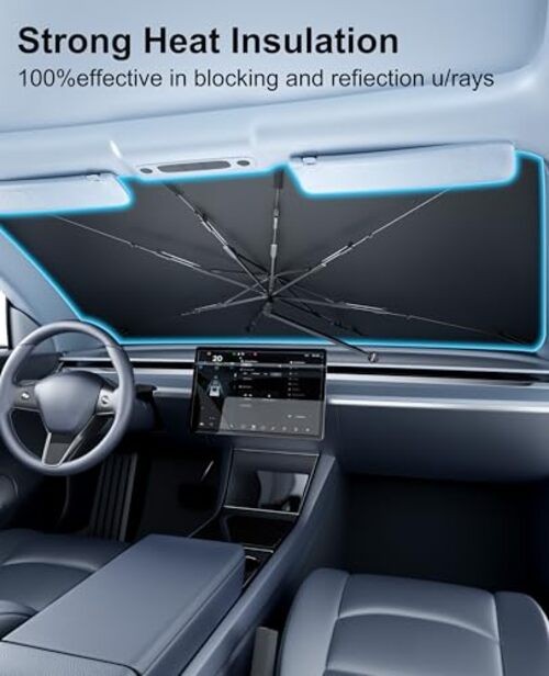 Car Windshield Sun Shade - Foldable Medium(57"L x 32"W) Silvery&Black