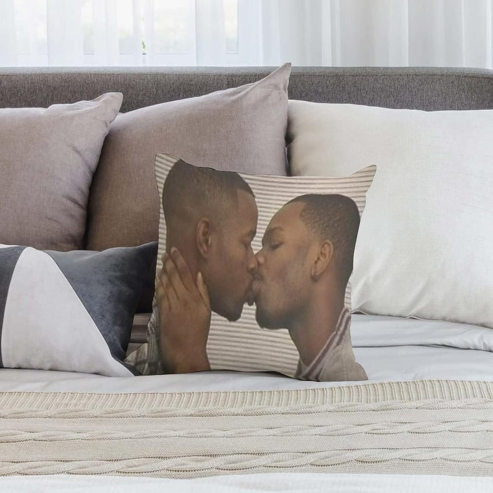 Two Men Kissing Pillowcase (Print Both Sides)