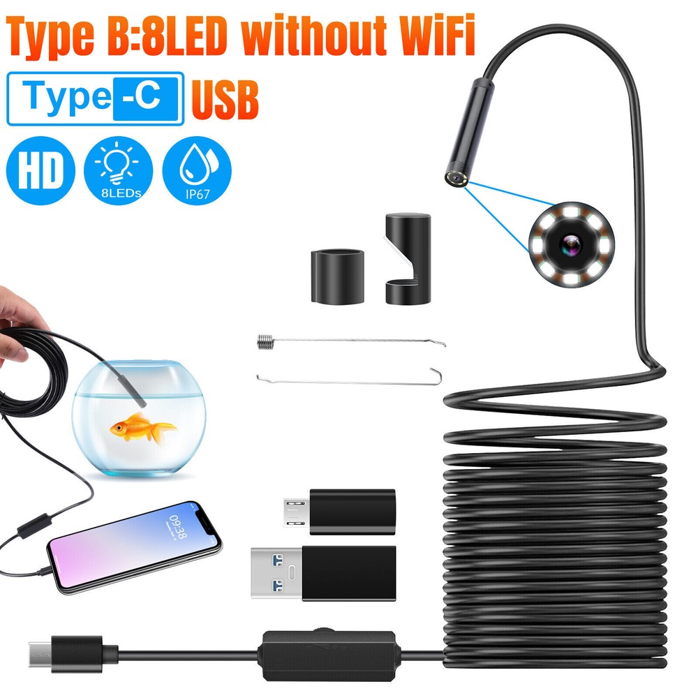 5M 8LED WiFi Borescope Endoscope Snake Inspection Camera for iPhone Android iOS