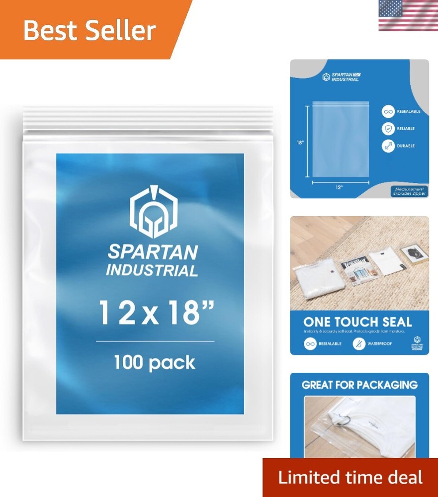 Versatile LDPE 12" x 18" Zip Poly Bags - 100 Count for Secure Storage Solutions