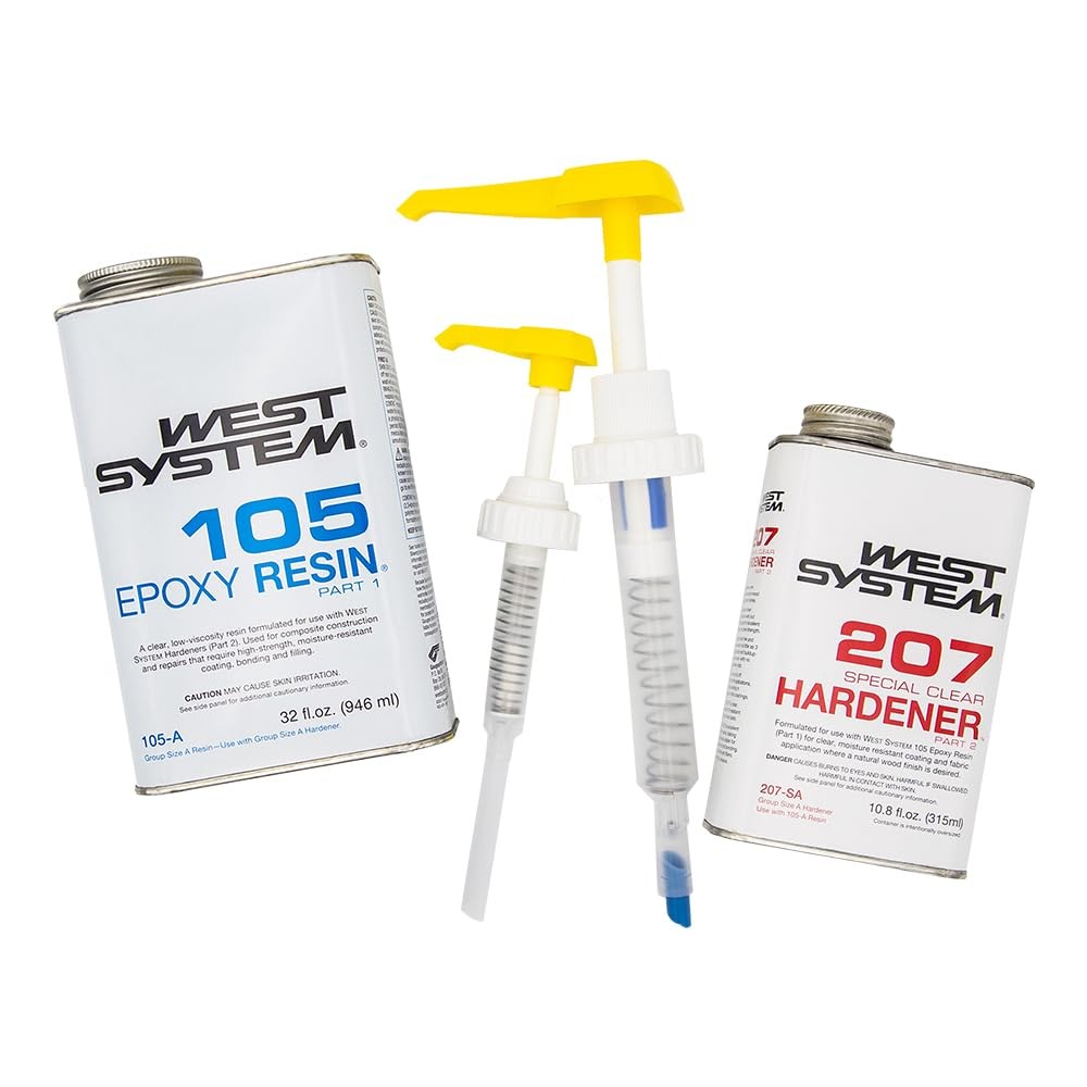 WEST System 105A Epoxy Resin 32 fl oz Bundle with 207SA Special Clear Epoxy
