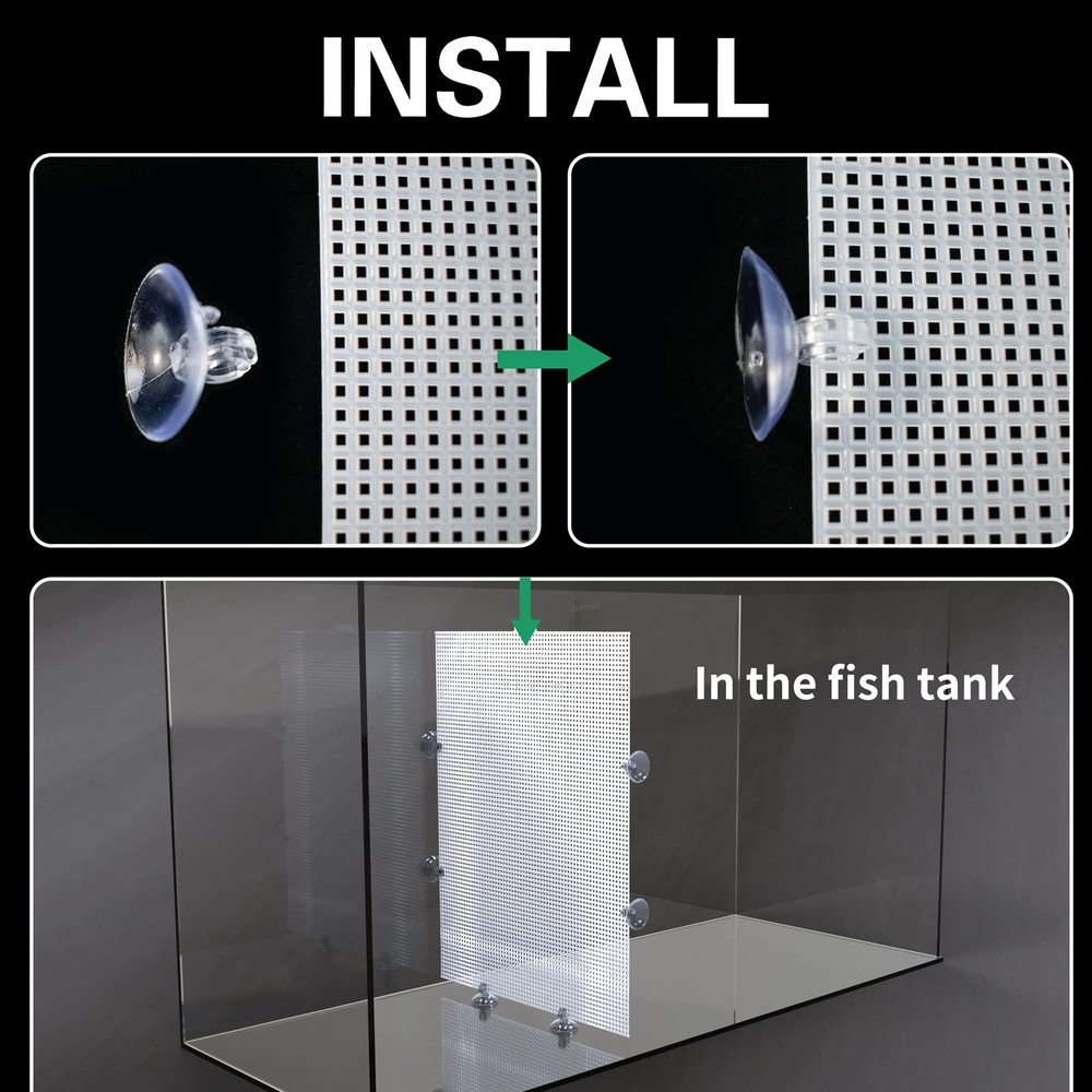 2 Pack Fish Tank Divider with Suction Cup Plastic Cuttable Grid Plate Separator