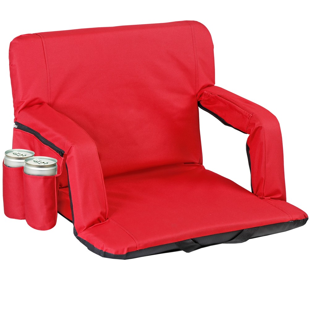 Folding Reclining Stadium Chairs forBleachers with Back and Arm Support Red
