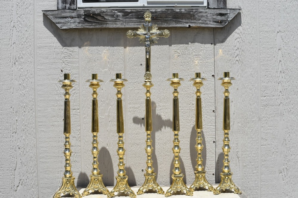 Altar Candlesticks and Altar Cross Set
