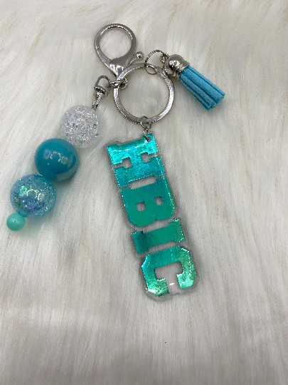 Bitch and HBIC Keychains with Bubblegum Beads