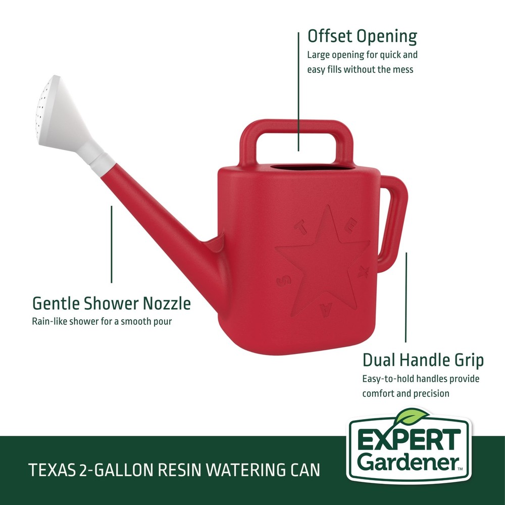 Texas 2 gal. Resin Watering Can, Classic Red