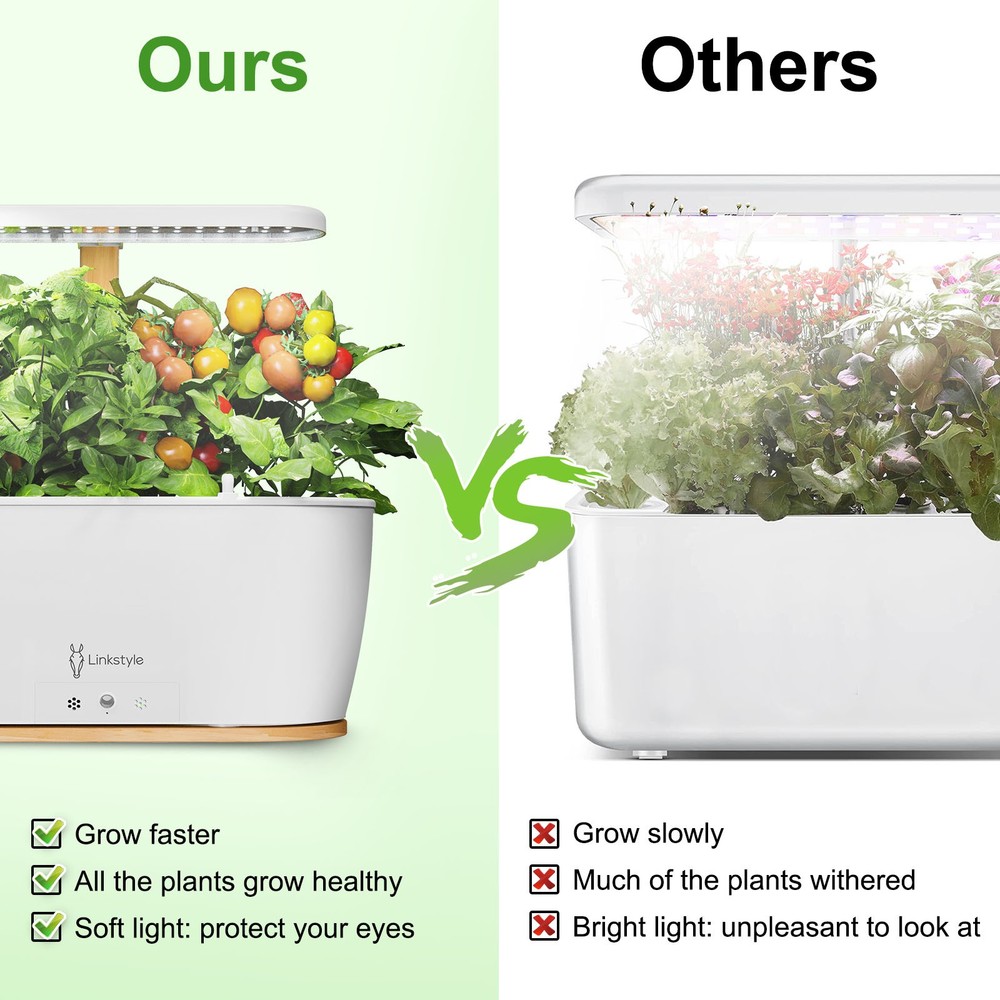 Hydroponics Growing System Smart Herb Garden with Adjustable LED Lights Sensors