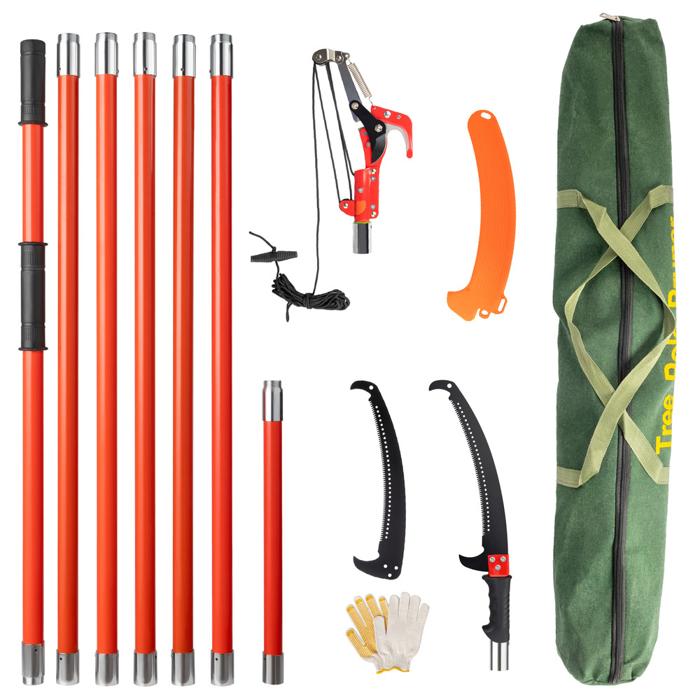 24ft Manual Pole Saw, Lightweight Tree Trimmers Long Handle Pruner Set