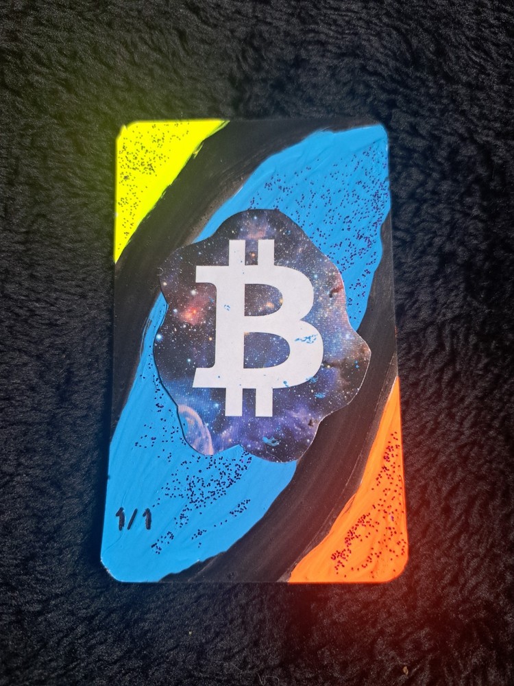 Bitcoin Art Card 1/1 Crypto *GLOWS UNDER BLACKLIGHT*