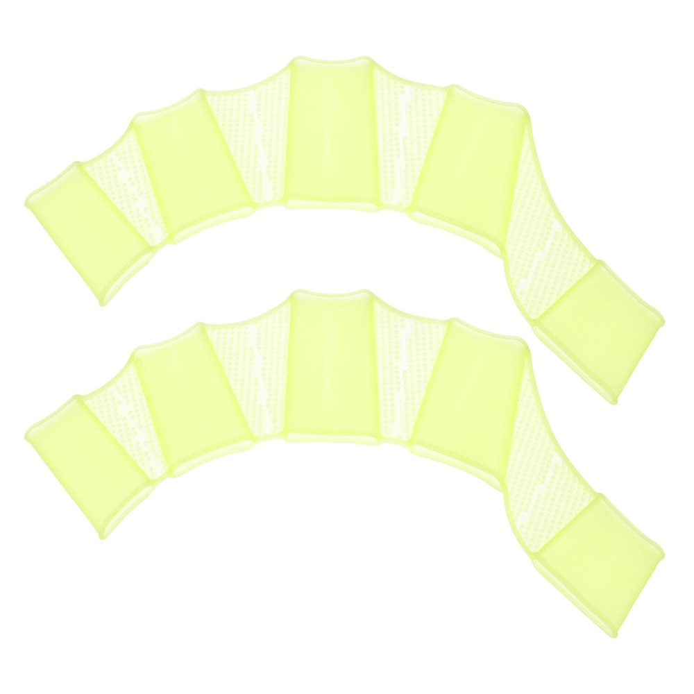 1 Pair Silicone Swimming Gloves Webbed Half-Finger Frog Type Medium Yellow Green