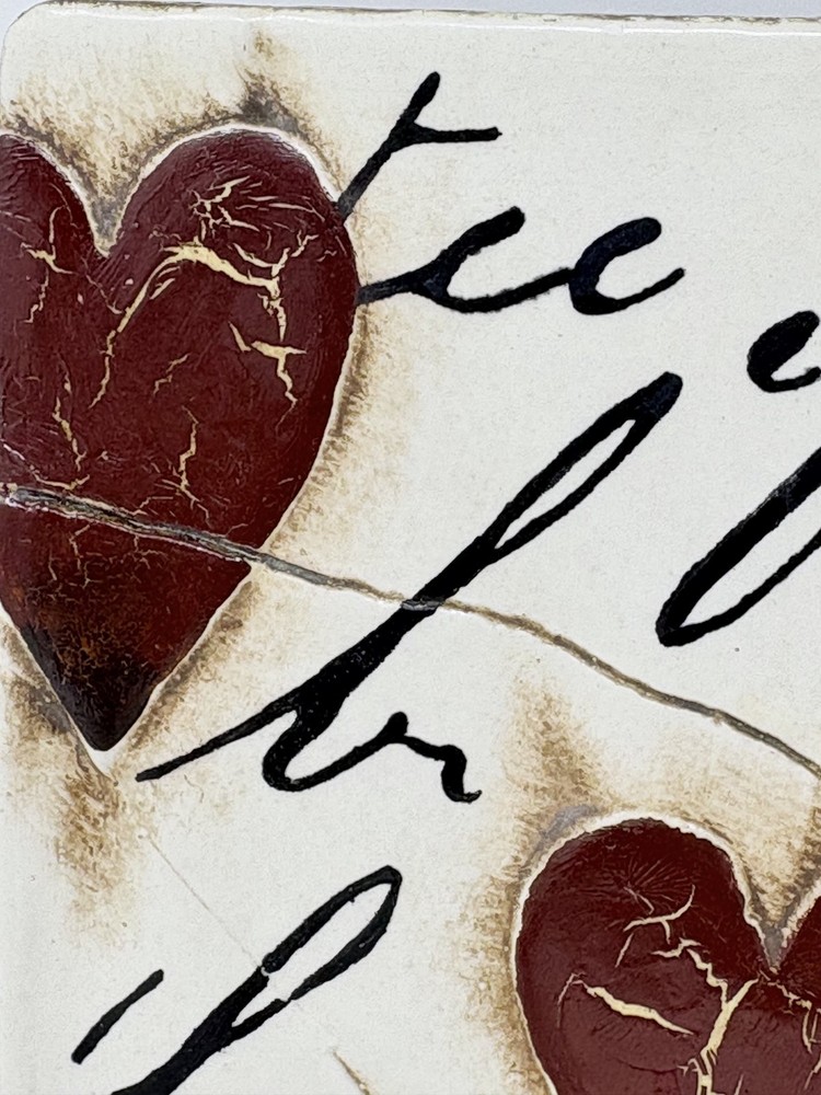 Sid Dickens Memory Block Tile T-01 - Red Hearts with Script - Retired