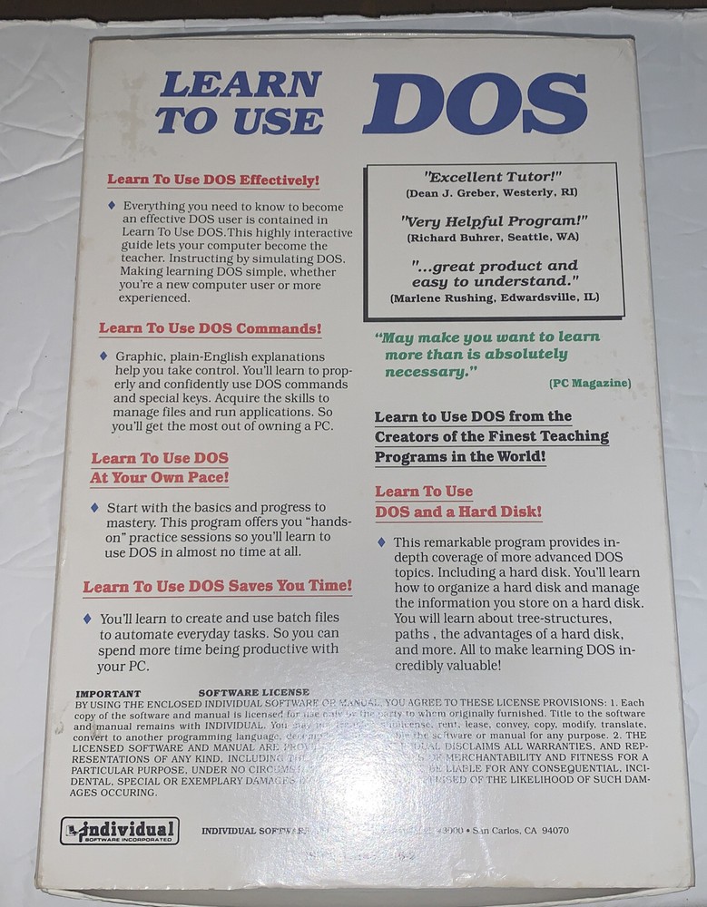 Vintage DOS Computer Based Learning Tools - Learn To Use By Individual Software