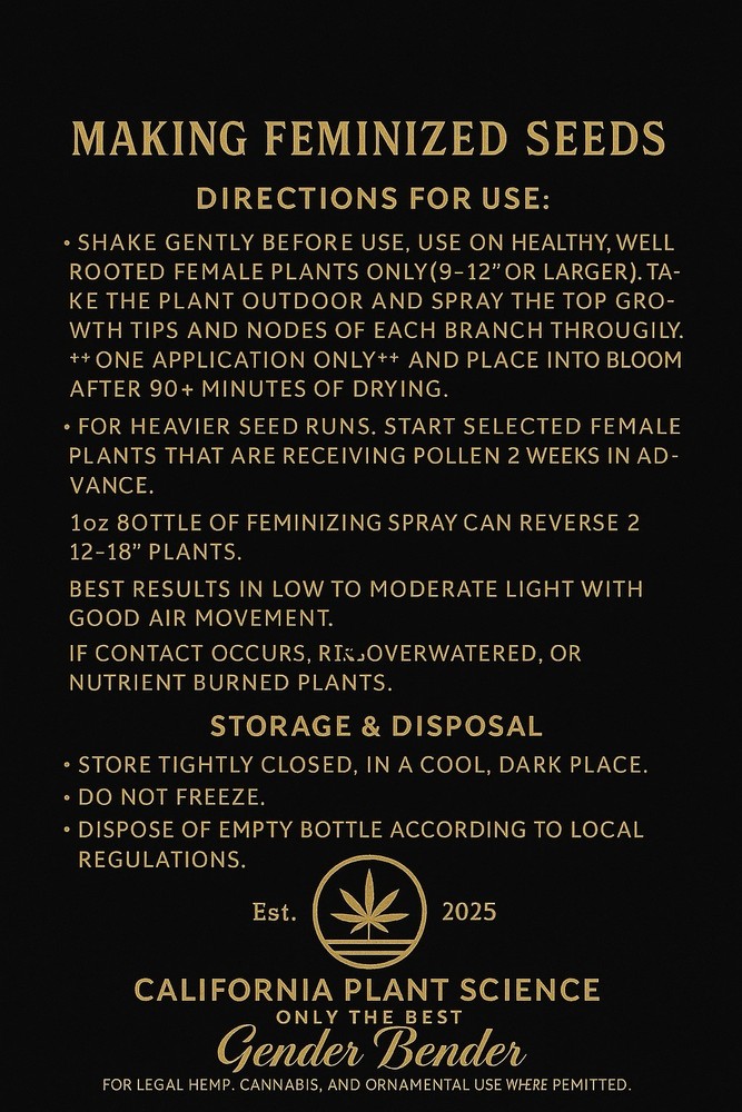 Feminized Seed Spray – STS Like Feminizing Spray Make Feminized Seeds ONE DOSE