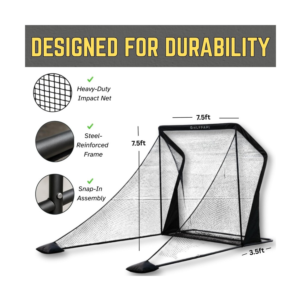 GOLFPAPI Pro Golf Practice Net – Heavy‑Duty 7.5ft & 10ft Steel Frame