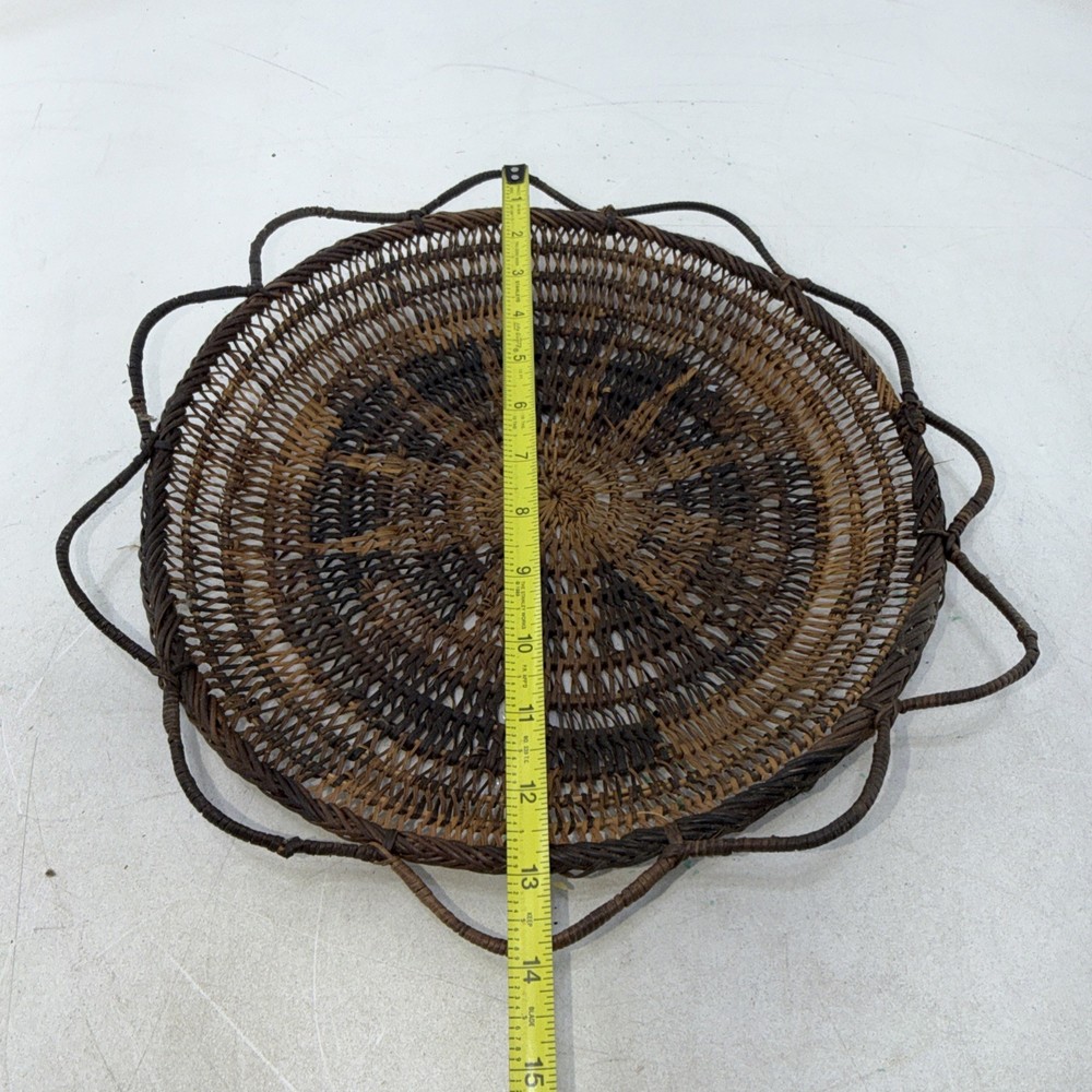 Brown &Tan Rattan Boho Wall Decor – Round Flat Wall Decor