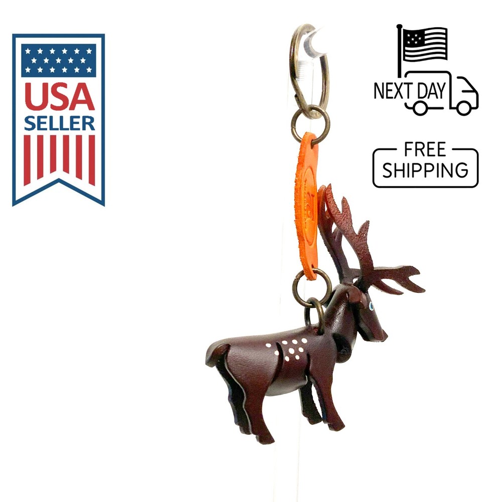 Sika Deer (Brown) Handmade Leather Keyring