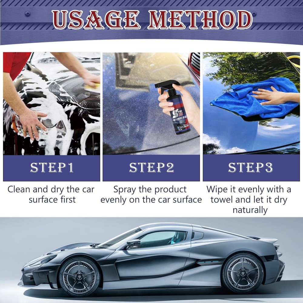 3 in 1 Ceramic Car Coating Spray,Multi-Functional Renewal Agent,High...