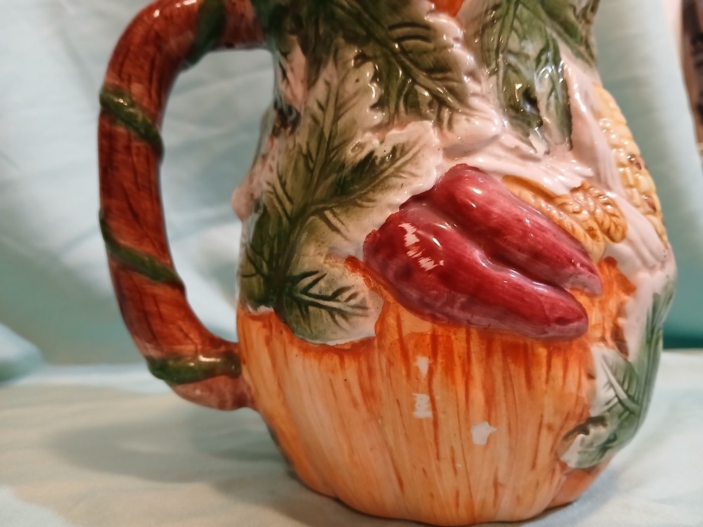 Bloom Rite Handpainted Ceramic Pitcher Fall Thanksgiving Corn