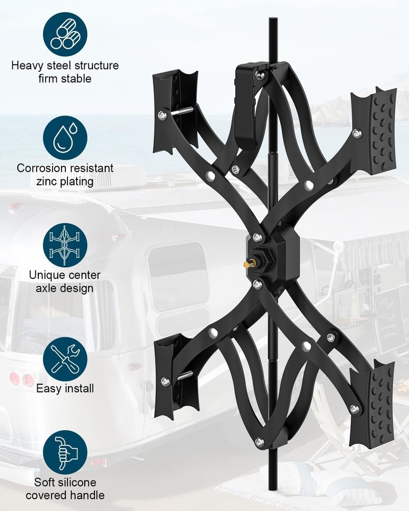 Black X-Shape Wheel Chocks Stabilizer XL [Extended Allow Drill Adjust],
