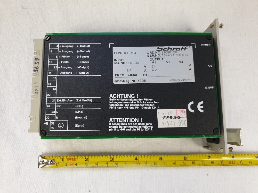 Schroff SPF 124 Power Supply Module - Unused