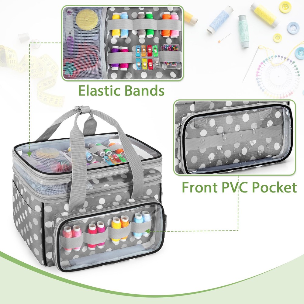 DoubleLayer Sewing Storage Organizer Transparent Compartment Large Bag