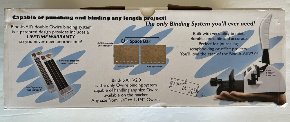 Zutter Bind It All V2.0 #2811 White With Space Bar & 12” Wire Pack