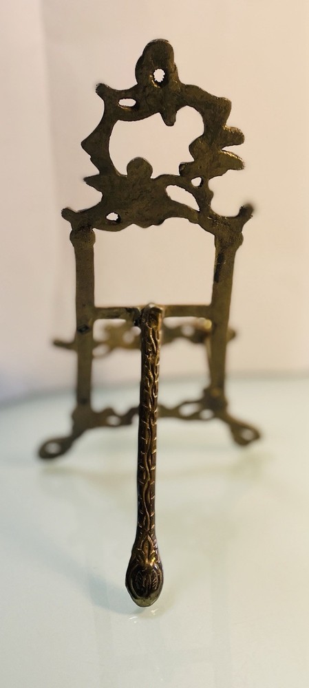 Ornate Brass Tabletop Easel, Victorian Bible Stand, Rococo Scrollwork Display