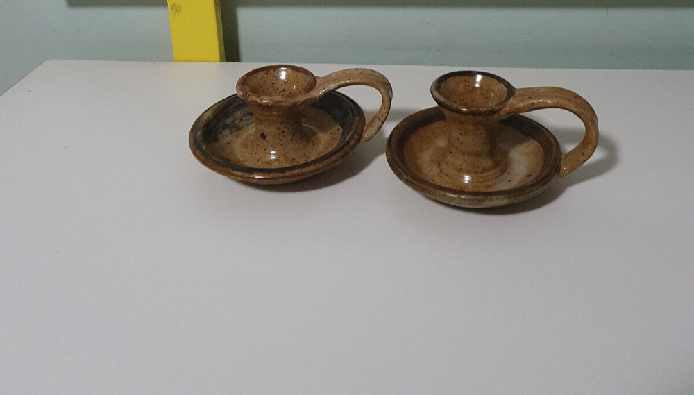 candlestick holder pottery brown R.C ROY CAMPBELL