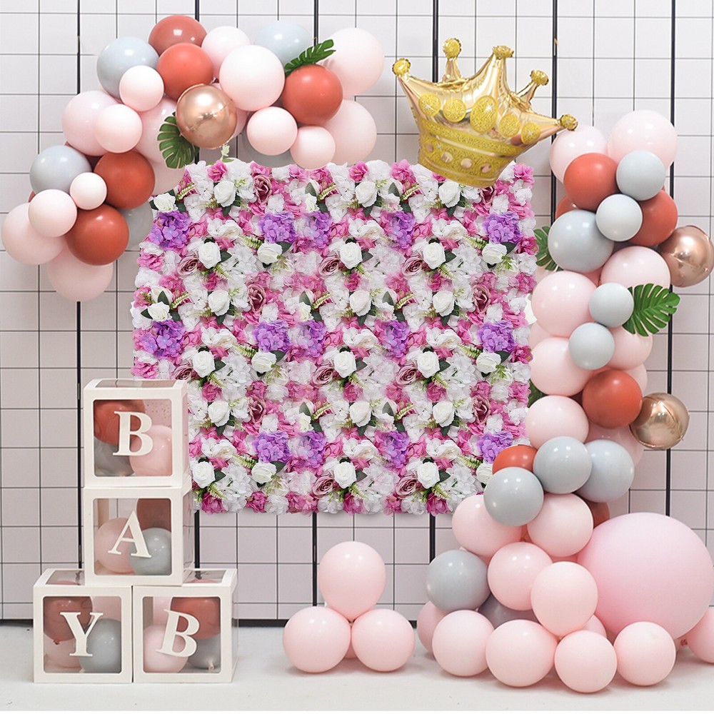 6PCS Artificial Hydrangea Flower Panel Wedding Party Background Wall Home Decor