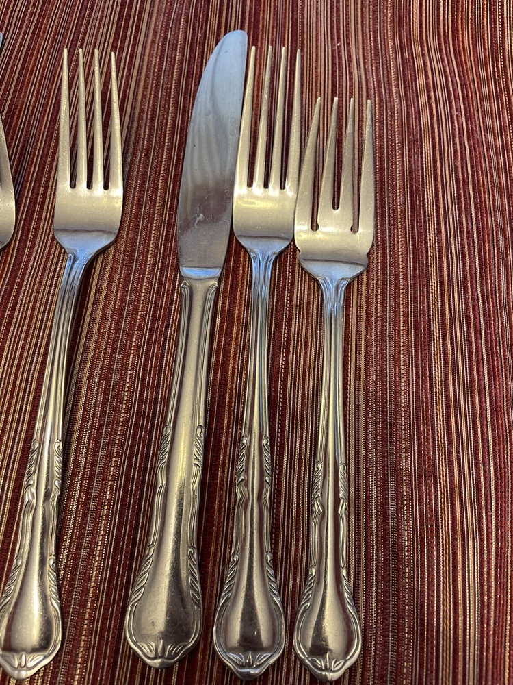 12 Pfaltzgraff PRESLEY Stainless Flatware Replacement Dinner Salad Forks Knives