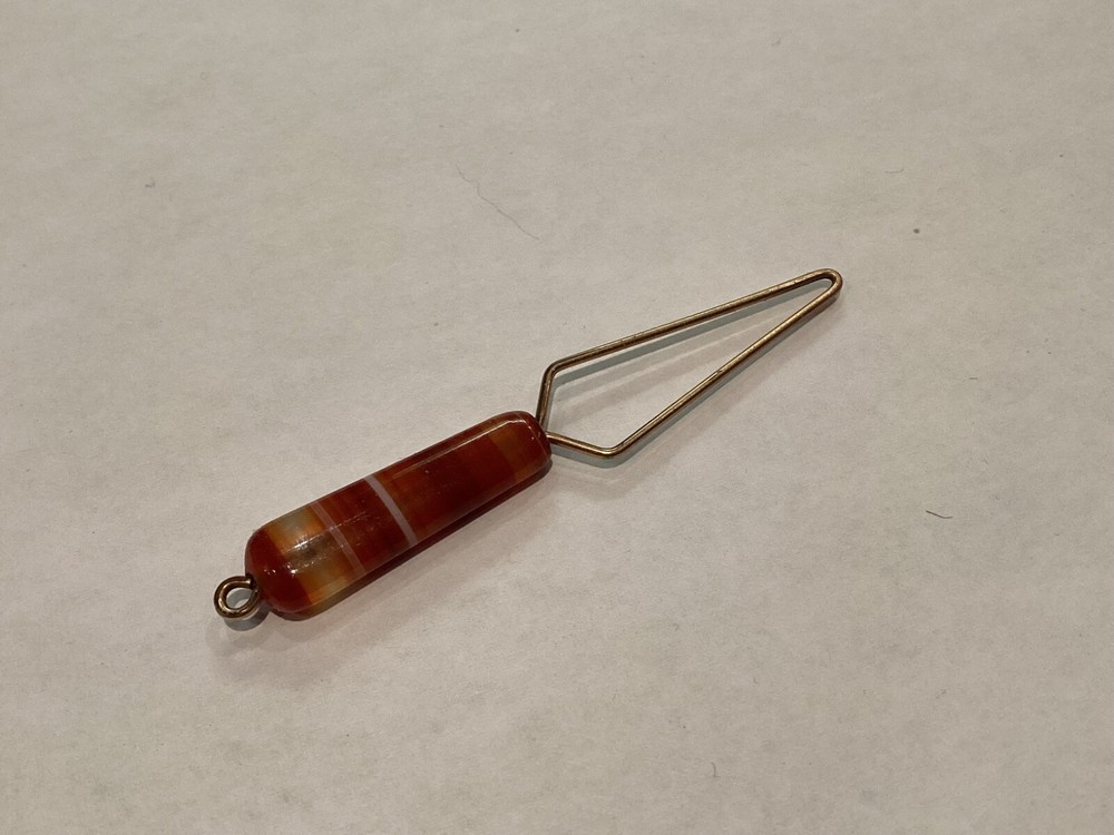 RARE ANTIQUE AUTHENTIC AGATE BUTTON HOOK MUST SEE NO RES