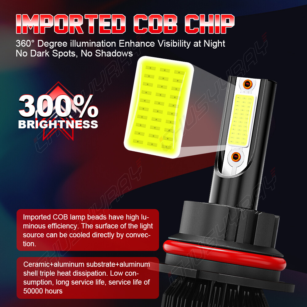 For Chevrolet Caprice 1991-1996 6000K 2X Front LED Headlight Bulbs High-Low Beam