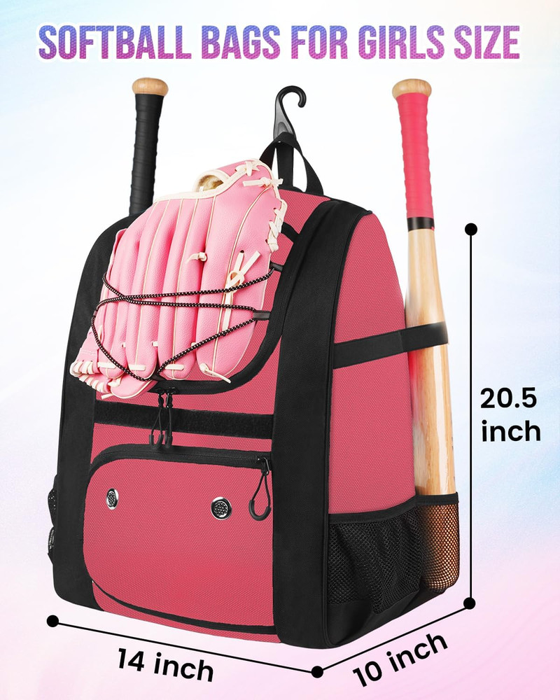 Softball Bag, Lightweight Baseball Backpack with Shoe Compartment, Baseball Bag