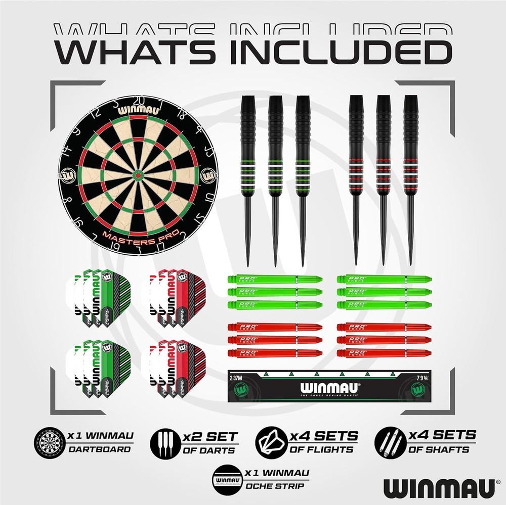 Darts - Masters Pro Premium Bristle Dartboard Set - Includes Dart Board, Darts,
