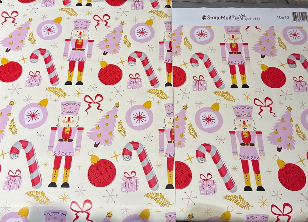 Christmas Nutcracker Design Poly Mailers Size 10 X 13, Pack of 50