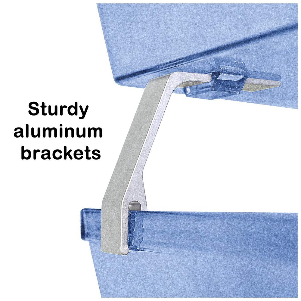 2 Tier Letter Tray Clear Blue Plastic Side Load Desktop File Organizer