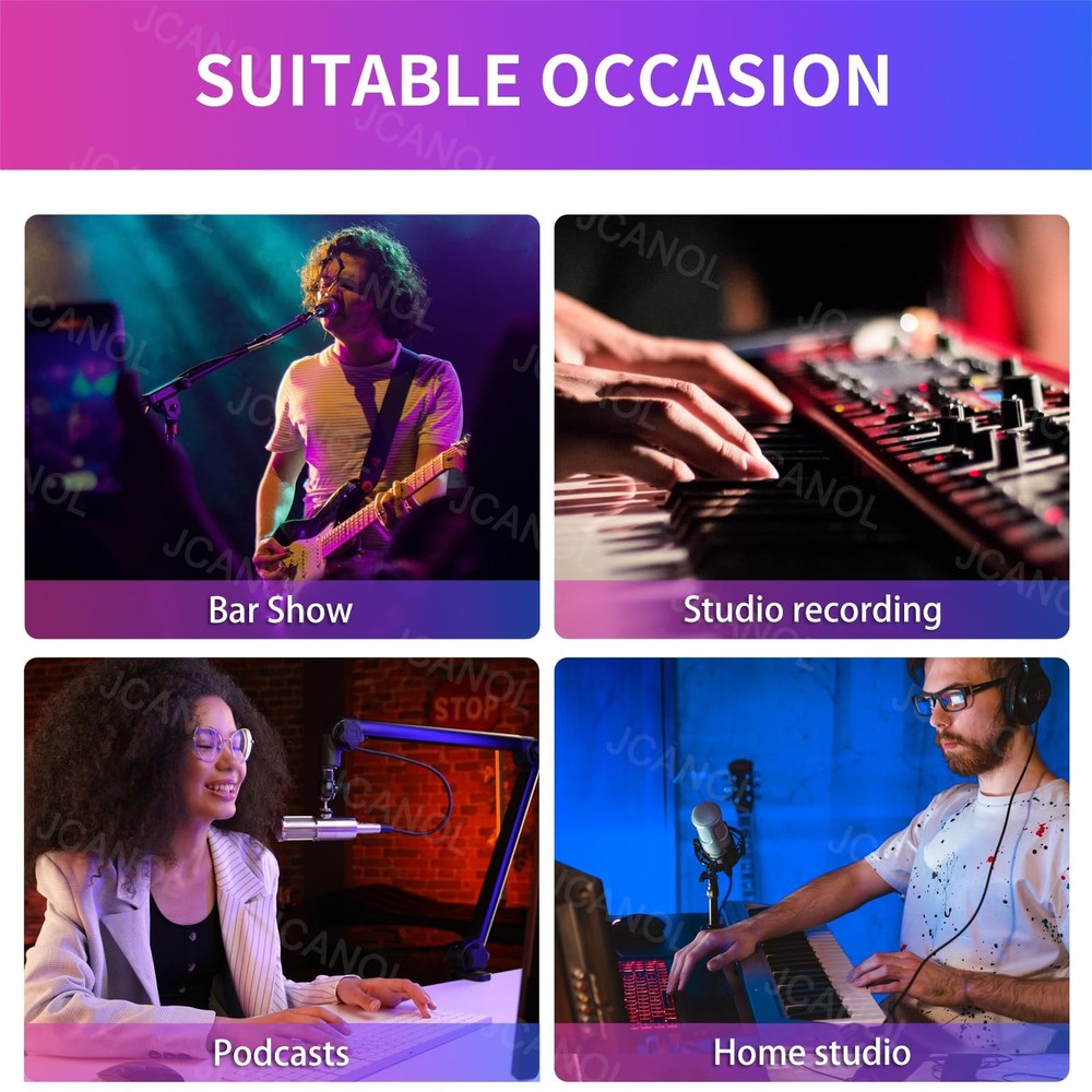 Microphone Preamp with 75dB Gain, 48V Phantom Power for Dynamic & Condenser Mic