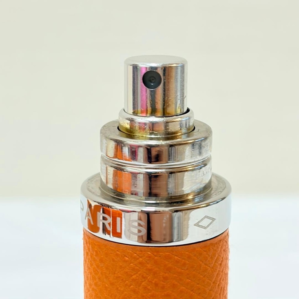 HERMES Paris Atomizer Perfume Case Epsom Orange Leather Gold Hardware w/Box